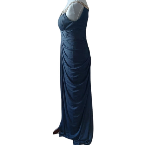 Adrianna Papell Dress UK Size 12 Evening Gown Grecian Mermaid Style Dark Teal - Picture 6 of 11